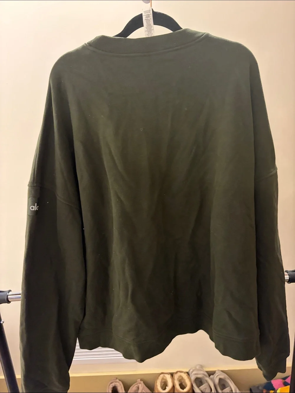 ALO Yoga Woman’s Olive Crewneck Sweatshirt - Deep Olive Green